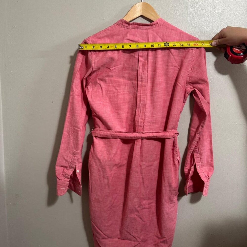 Gap WomensDress XS Shirt Button Up Long Sleeve Coral Red Chambray Relaxed Cotton - Picture 4 of 13